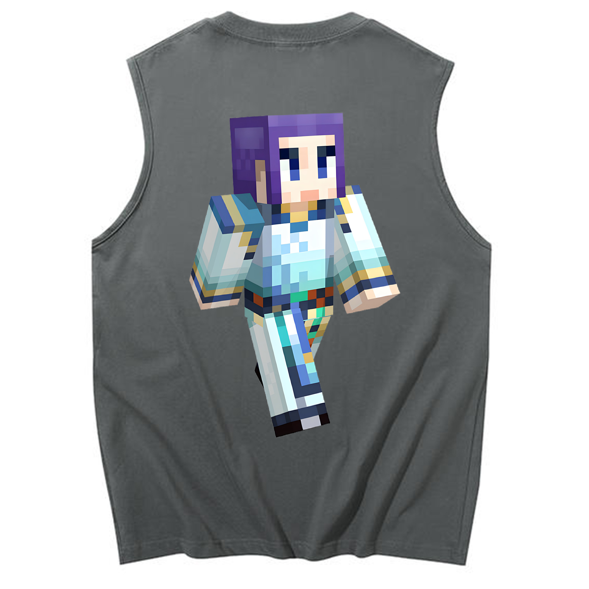 （画像用） マインクラフト ブロックの世界 Minecraft MC Block world コットン100％タンクトップ（背面プリント）
